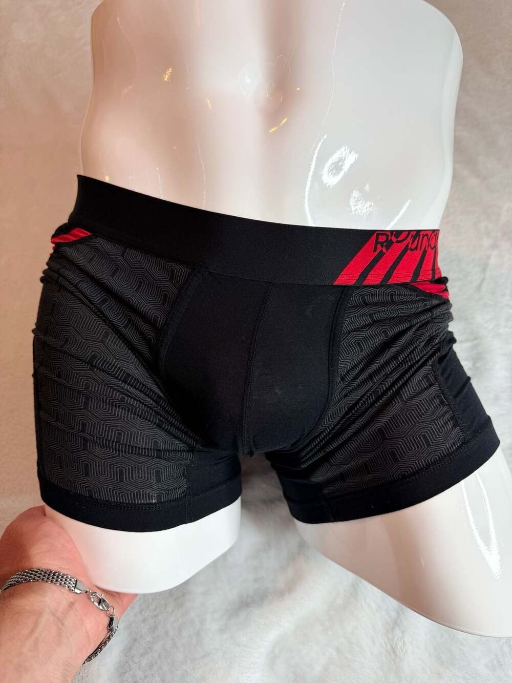 Rounderbum Free Lift Boxer Briefs Black Red Size L